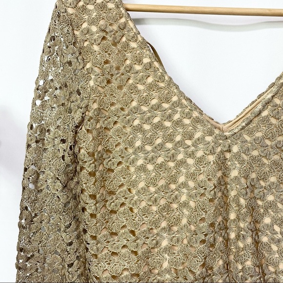 NWT-Dolce Vita Gold Lace Crochet Romper M - Picture 4 of 10